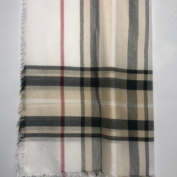 Beige Plaid Scarf Wrap Pashmina - Picture 8 of 8